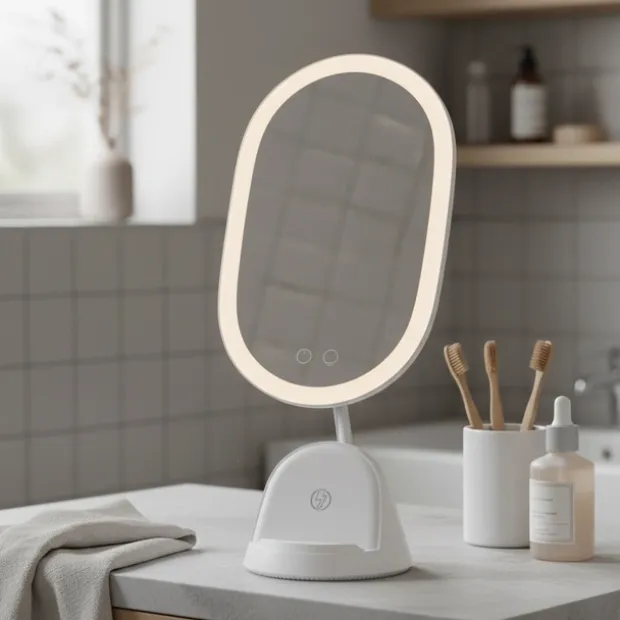 Sminkespeil LED med stativ 41,5cm hvit