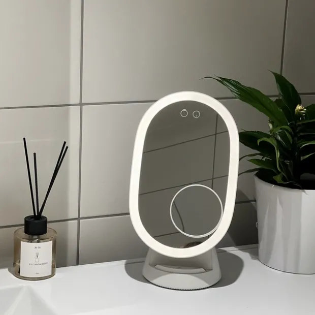 Sminkespeil LED med stativ 41,5cm hvit