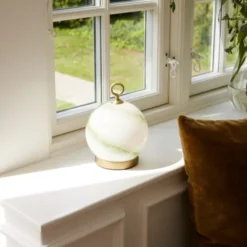 Stockholm oppladbar bordlampe 15cm marble green