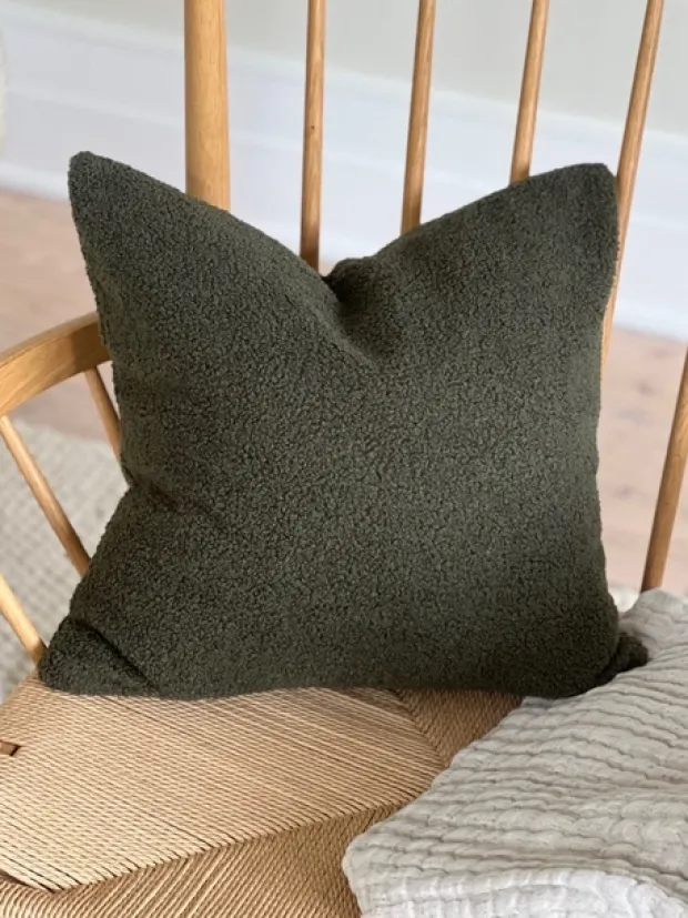 Teddy Boucle putetrekk 45cm grønn