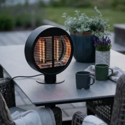 Terrassevarmer rund 1000W IP54 40cm sort