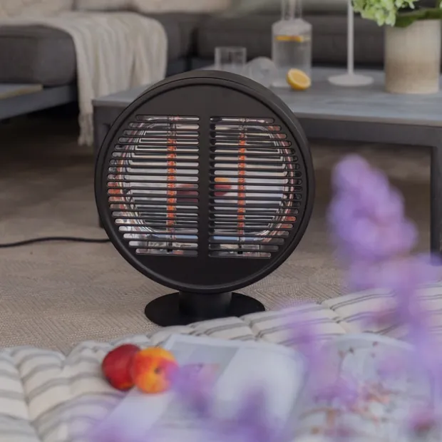 Terrassevarmer rund 1000W IP54 40cm sort