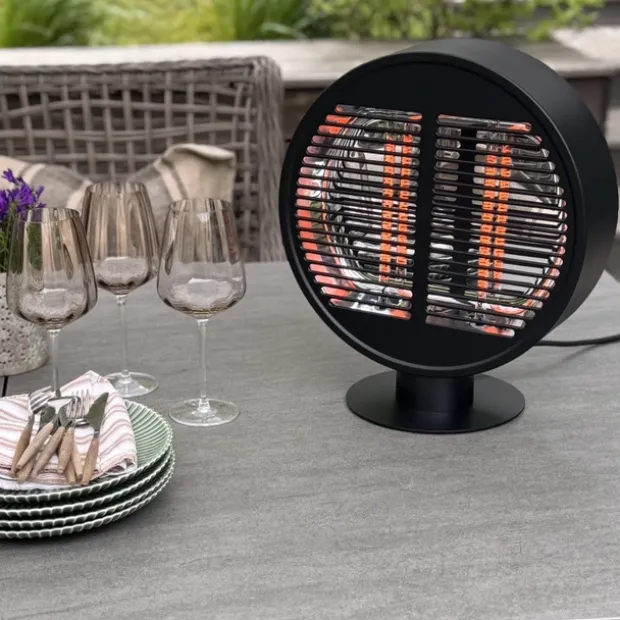 Terrassevarmer rund 1000W IP54 40cm sort