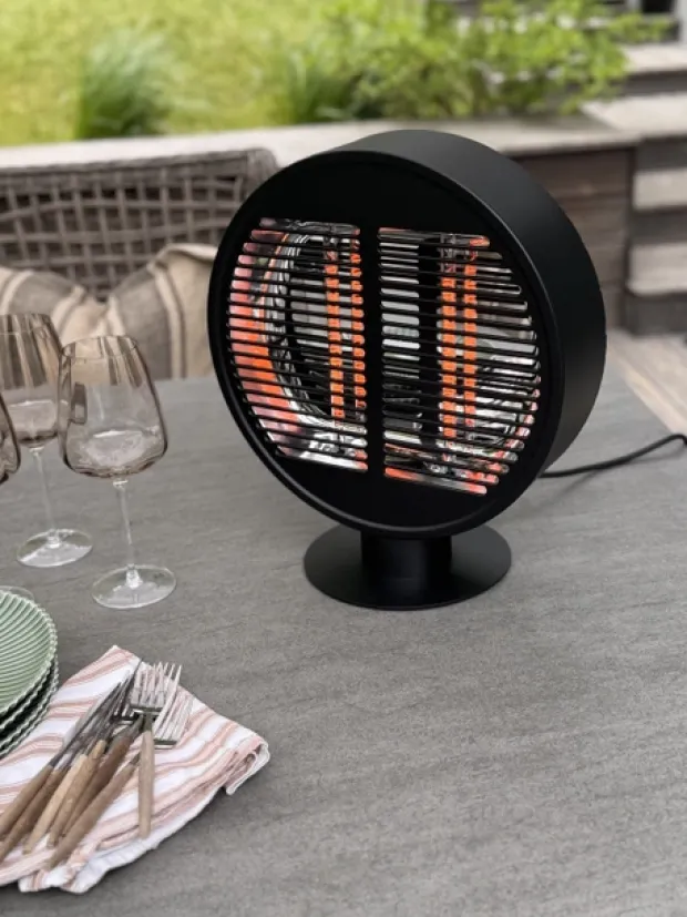 Terrassevarmer rund 1000W IP54 40cm sort