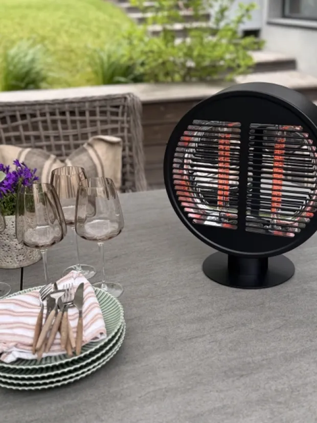 Terrassevarmer rund 1000W IP54 40cm sort