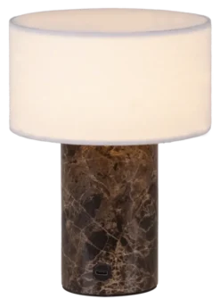 Tingeling marble LED oppladbar bordlampe 20cm brun