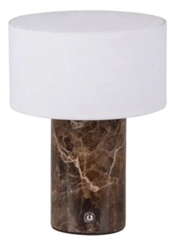 Tingeling marble LED oppladbar bordlampe 20cm brun