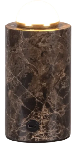 Tingeling marble LED oppladbar bordlampe 20cm brun