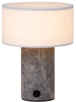 Tingeling marble oppladbar bordlampe 20cm grå
