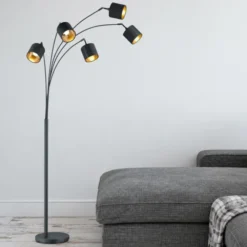 Tommy gulvlampe 5lys 200cm sort