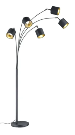 Tommy gulvlampe 5lys 200cm sort