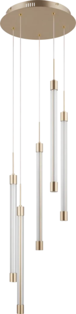 Tube taklampe rondell 5lys 35cm gull