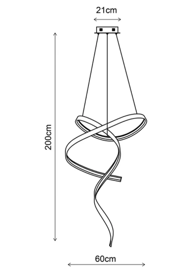 Twister Tall LED taklampe 60cm sort