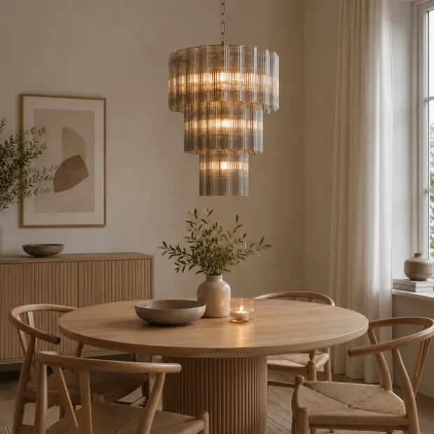 Venice taklampe lysekrone 50cm brun