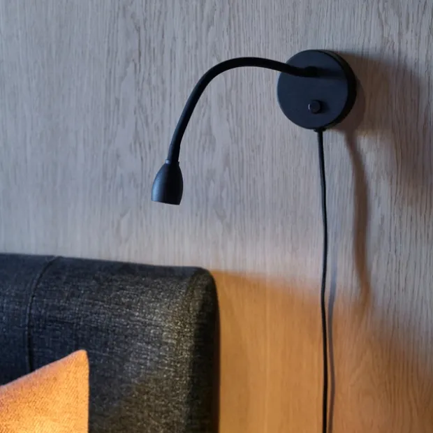 Willy LED leselampe vegg 20cm sort